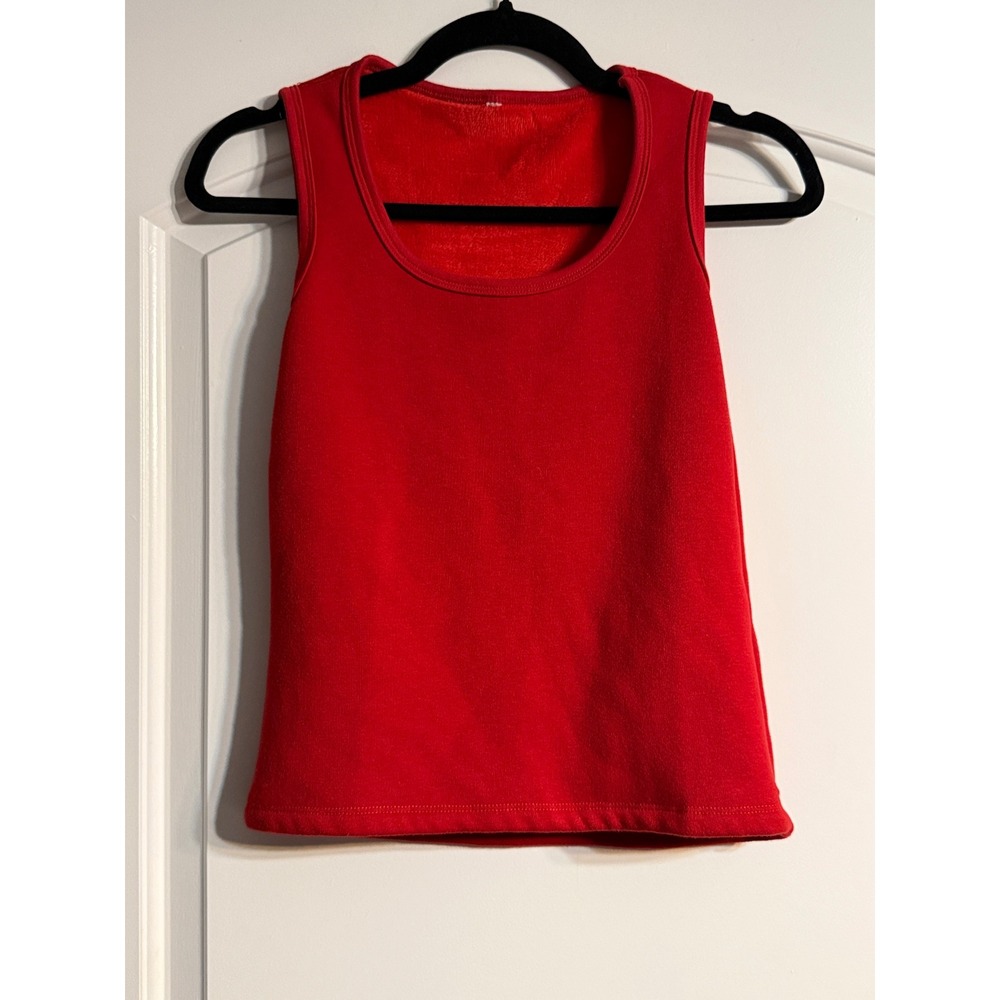 Fleece Lined Tank Top Small Red‎ Cozy Core Scoop Neck Loungewear Soft Girl